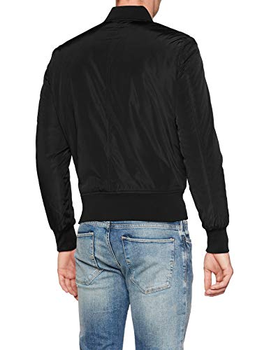 Urban Classics Cazadora de Hombre Chaqueta Bomber de Estilo Urbano, con Cuello, Cintura y Puños Negros a Contraste, Cierre con Cremallera, blk/blk, M