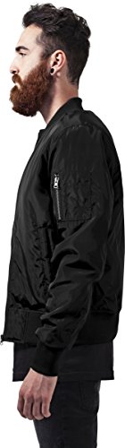 Urban Classics Cazadora de Hombre Chaqueta Bomber de Estilo Urbano, con Cuello, Cintura y Puños Negros a Contraste, Cierre con Cremallera, blk/blk, M