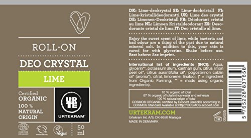 Urtekram Desodorante Cristal de Lima BIO, Roll-On, 50ml