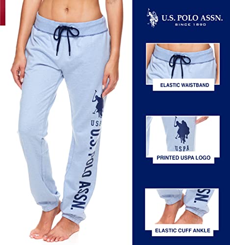 U.S. Polo Assn. Womens Printed French Terry Boyfriend Jogger Sweatpants Blue S