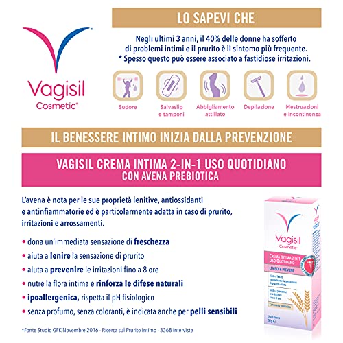 Vagisil Cosmetic - Crema íntima 2 en 1, uso diario, 30 g