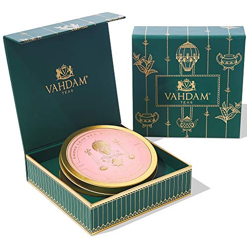 VAHDAM, Té De Rosa | SET DE TE PARA MUJER | La marca de té favorita de OPRAH 2019, té negro, rosa, almendras, cardamomo | Caja de regalo de muestra de té - Regalos de té perfectos para mujeres