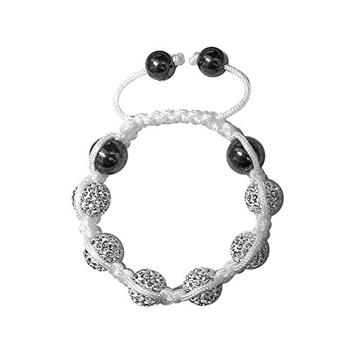 Valence - Tresor Paris Bracelet - White 10mm Crystal & Magnetite - Matching Cord - Ladies