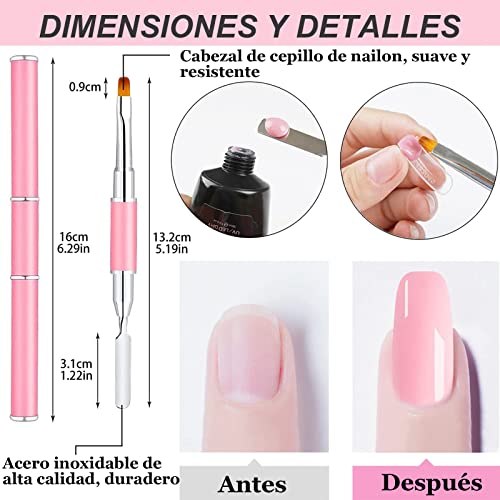 VEGCOO 7Pcs Pincel Uñas, Pinceles para Arte de Uñas Pintura de Uñas, Pinceles Manicura Nail Art Cepillo Pintura Punteado de Gel para Decoración Uñas (B)