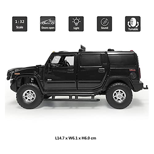 Vehículos modelo Fundición A Presión Modelo De Coche A Escala 1:32 Para Hummer H2 2005 SUV Aleación CNC Fundición A Presión Simulación Coche Juguete Decoración Para Adultos Regalos Juegos Regalos Fest