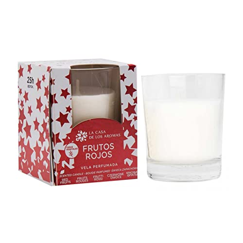 Vela Perfumada Especial Para Navidad Duración 25 Horas, Vela de Fragancia, Sin Bastoncillos - Uso Para Hogar (Vela Frutos Rojos)