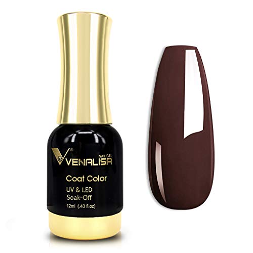 VENALISA Gel Nail Polish, 12ml Deep Violet Brown Coffee Color Soak Off UV LED Nail Gel Polish Nail Art Starter Manicure Salon DIY at Home, 0.43 OZ