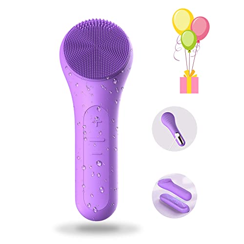 Venussar Sonic Cepillo Limpiador, IPX7 Impermeable Limpiador Facial Eléctrico de Silicona con 2 Modos 5 Intensidades, Limpieza Profunda Masaje Térmico Exfoliante Suave Eliminación de Puntos Negros