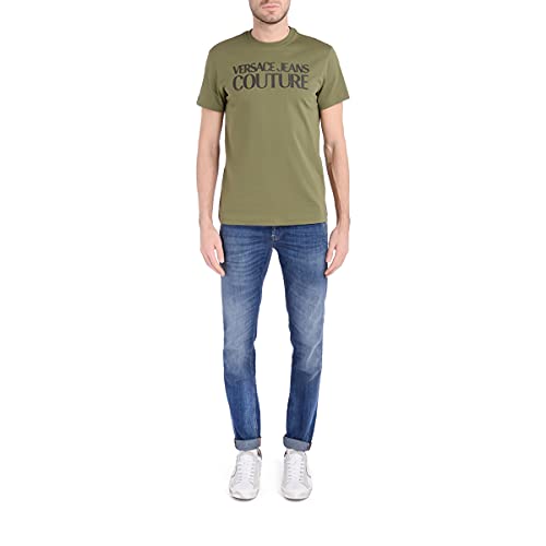 Versace Camiseta Verde Militar de Hombre con Logo Jeans Couture (S)