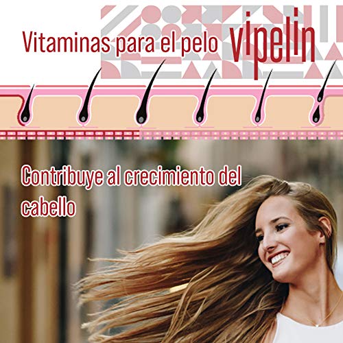 VIPELÍN Woman - 60 cápsulas | Vitaminas para el pelo, tratamiento caída del cabello | Específico para la mujer | Ingredientes 100% naturales | FABRICADO EN ESPAÑA