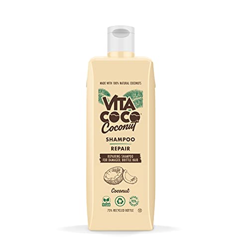 Vita Coco Champú reparador de coco (400 ml) para cabellos dañados con coco 100 % natural • Protege y repara el cabello • Champú de cuidado de coco para todo tipo de cabellos