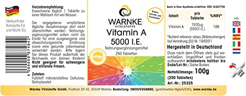 Vitamina A 5000 U.I. – Acetato de Retinilo – Vegana – 250 comprimidos