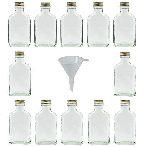 Viva Haushaltswaren - 12 botellas de cristal 100 ml con tapón de rosca para llenar incluye embudo diámetro 7 cm
