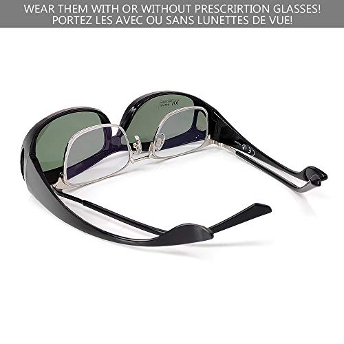 VOUNOT 2 Gafas de Sol Superpuestas, UV400 Gafas de Sol Polarizadas Hombre y Mujer, Gafas de Noches para Conducir, Negro y Amarillo