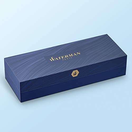 Waterman Hémisphère rotulador roller, con adorno de oro de 23 quilates, punta fina con cartucho de tinta negra, estuche de regalo, color negro mate