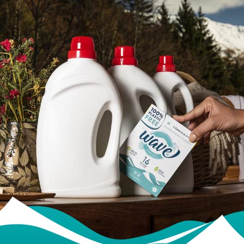 Wave Washing Classic – El Detergente en Hojas – 100% LIBRE DE PLÁSTICO – Multipack L - 128 lavados – Ecológico – Biodegradable – Compostable