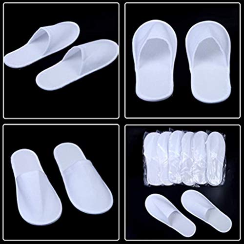 WBTY 12 pares de pantuflas desechables de spa esponjosas antideslizantes con punta cerrada para hotel, hogar, uso de invitados, se adapta a la mayoría de hombres o mujeres, color blanco