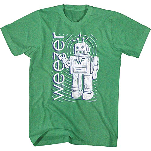 Weezer Rock Band Robot Logo Camiseta de manga corta para adulto, forro polar verde con licencia oficial de star wars silent one crew., Medium