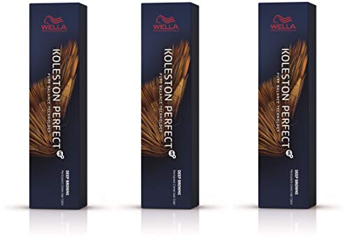 Wella Koleston Perfect Me+ KP Deep Brown 7/77 - Pack de 3 unidades, color rubio medio castaño intenso