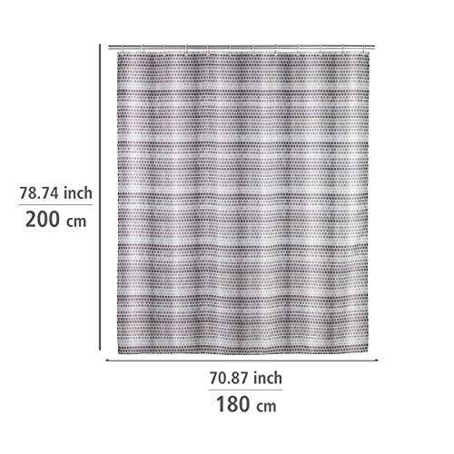 WENKO Cortina de Ducha Leblon antibacteriana, Lavable, Impermeable, Resistente al Moho, con 12 Anillas, poliéster, Color Blanco, 180 x 0 x 200 cm