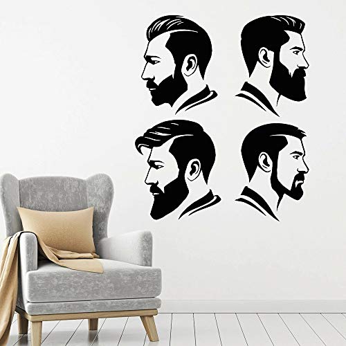 WERWN Vinilo Pared barbería Peinado Hombres Moda Perfil Pegatinas de Pared para peluquería decoración diseño Papel Tapiz