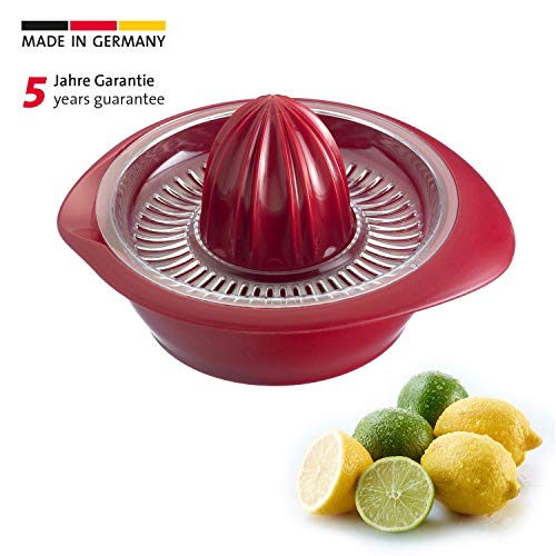 Westmark Exprimidor de limón/cítricos con recipiente, Diámetro 18.7 cm, Capacidad 0.5 litros, Plástico, Limetta, Rojo, 3091227R