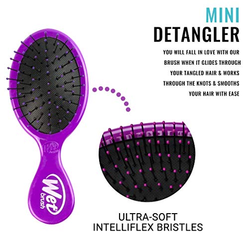 Wet Brush Cepillo de pelo Squirt Detangler con cerdas suaves IntelliFlex, Mini desenredante de viaje - (Voilet)