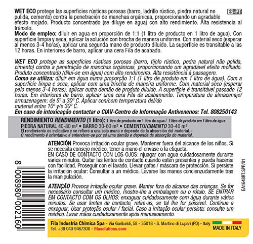 WET Eco, Protector Tonalizante con Efecto Mojado en base acuosa para Barro, Terracota y Piedra Natural muy absorbentes, 1L