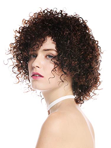 WIG ME UP- VK-11-2T30 peluca de mujer pelo corto voluminoso rizado teñido rizos salvajes castaño marrón mix mechas