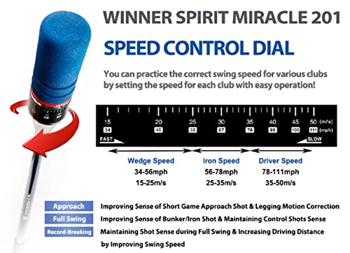 WINNER SPIRIT Miracle201, Patentado Golf Swing Training Ayuda, Swing Trainer, Velocidad ajustable para cada club, controlador de velocidad, aumento de distancia, mejor precisión, ritmo y tempo