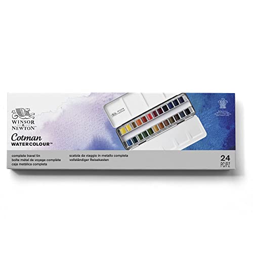 Winsor & Newton acuarela Cotman - Caja de acuarela Sketcher - set de 24 medio godets, colores surtidos