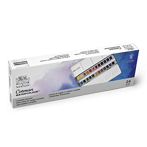 Winsor & Newton acuarela Cotman - Caja de acuarela Sketcher - set de 24 medio godets, colores surtidos