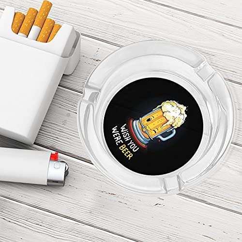 Wish You Wear Cerveza Ceniceros de vidrio portátiles para cigarrillos Cenicero decorativo moderno para oficina en casa al aire libre e interior con alfombrilla antideslizante de 8,5 x 3,5 cm