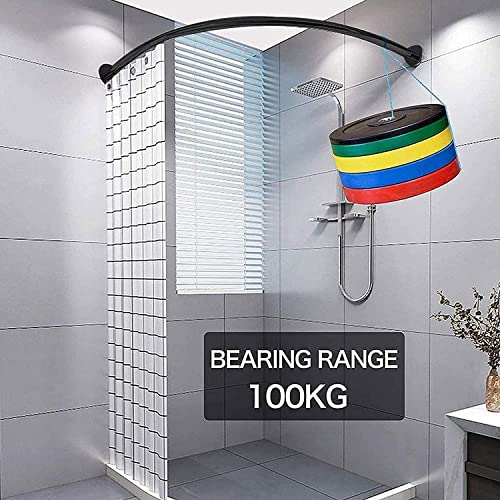 WJQD Cortina de ducha de esquina, de acero con revestimiento de polvo negro, para cuarto de baño, vestidor, 100% resistente al óxido (tamaño: 70 a 95 cm x 70 a 95 cm)