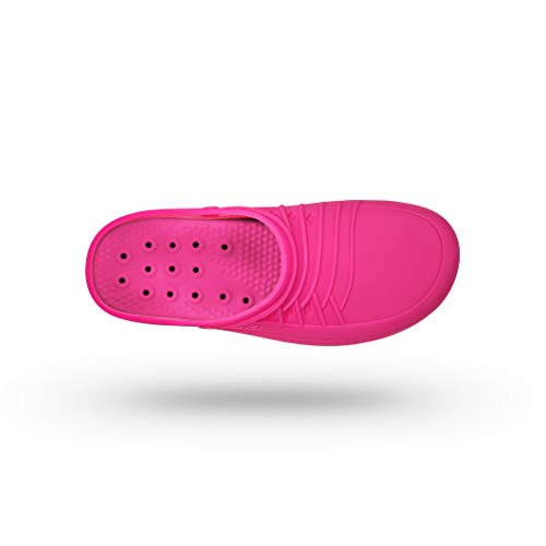 WOCK Clog sin Tira, Zueco Sanitario de Trabajo Blanco/Fucsia Mujer e Hombre - Esterilizable, Rango de tamaño de 35-44