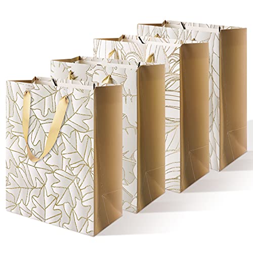 Wodasi Bolsa de Papel con Asa, 8 Piezas Bolsas Papel, Bolsa de Papel Portátil de Polvo de Oro de Lujo, Bolsas de Papel con Asas Cinta Bolsa de Regalo Papel, Exquisito Diseño, 4 Estilo, 18*23*10 cm