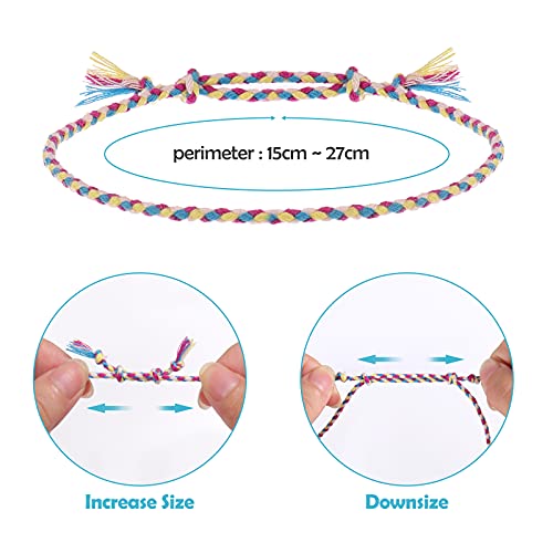 Wodasi Hechas a Mano Trenzadas Pulsera, 10 Piezas Pulsera Ajustable, Pulsera de Cuerda para Hombres Mujeres Trenzado Pulsera, Pulseras de Tejido para Amistad, Multicolor, Estilo B