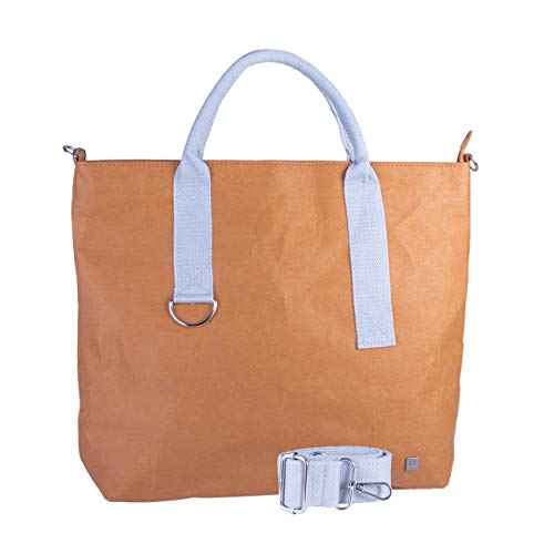 WOLA bolsos bandolera mujer ORIGAMI carteras de mano papel shopper vegano 41x33x11cm gris