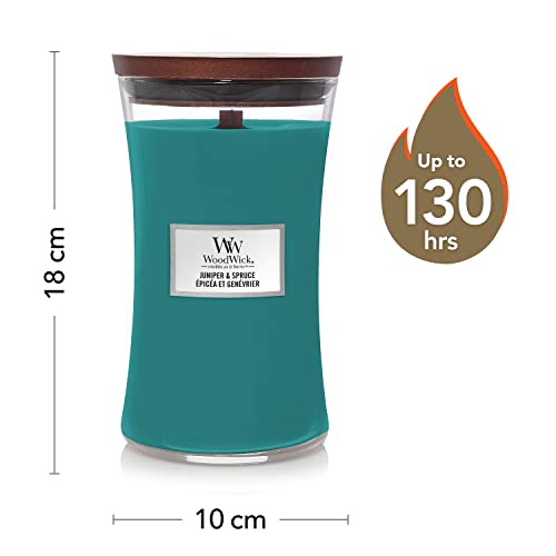 Woodwick Vela perfumada de reloj de arena grande con mecha crujiente, enebro y abeto, hasta 130 horas de tiempo de combustión (1694653E)