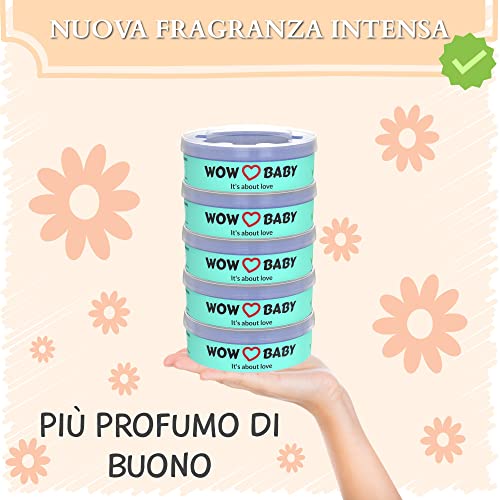 WOWBABY - Recambio perfumado de alta calidad compatible para Mangiapannolini Tommee Tippee Twist & Click, Sangenic Tec (5 recargas)