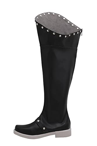 WSJDE Black Clover Za-ra Ideale Cosplay Boots Black Leather Shoes Custom Made Any Size 35 FemaleSize