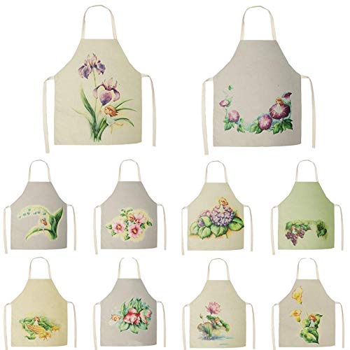 wsxcfyjh Delantal Cocina Baberos Delantal De Cocina Niña Mujer Flores Impreso Sin Mangas Algodón Lino Delantales para Hombres Mujeres Herramientas De Limpieza del Hogar 55 * 68Cm-15_55X68Cm_For_Aduld