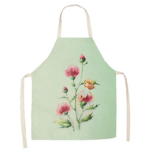 wsxcfyjh Delantal Cocina Baberos Delantal De Cocina Niña Mujer Flores Impreso Sin Mangas Algodón Lino Delantales para Hombres Mujeres Herramientas De Limpieza del Hogar 55 * 68Cm-15_55X68Cm_For_Aduld