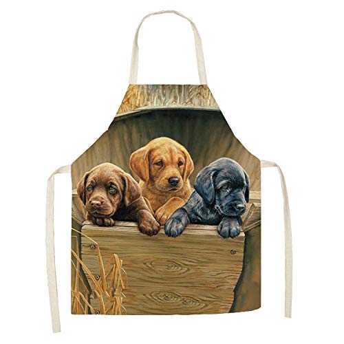 wsxcfyjh Delantal Cocina Baberos Delantales De Cocina con Estampado De Tema De Perro De Lino, Unisex, Cena, Fiesta, Cocina, Babero, Delantal Divertido, Delantal De Limpieza-9_55X68Cm_For_Adult