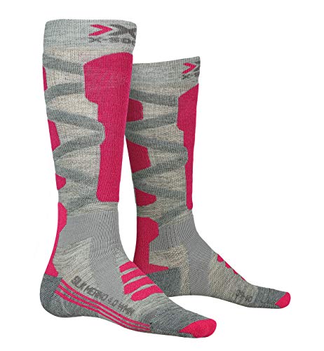 X-Socks Ski Silk 4.0 Women Invierno Merino Calcetines De Esquí, Mujer, Grey Melange/Pink, 37/38