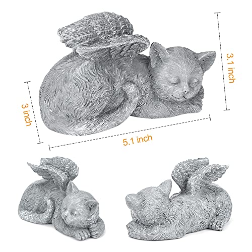 Xakay Grúa conmemorativa de gato Ángel para mascotas, estatua conmemorativa de gato dormido de resina para honrar a la mascota amada, estatua de tributo marcador(5.1 x 3 x 3.1)