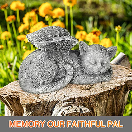 Xakay Grúa conmemorativa de gato Ángel para mascotas, estatua conmemorativa de gato dormido de resina para honrar a la mascota amada, estatua de tributo marcador(5.1 x 3 x 3.1)