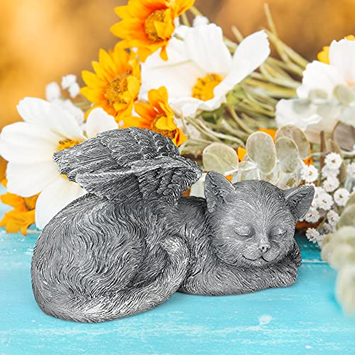 Xakay Grúa conmemorativa de gato Ángel para mascotas, estatua conmemorativa de gato dormido de resina para honrar a la mascota amada, estatua de tributo marcador(5.1 x 3 x 3.1)