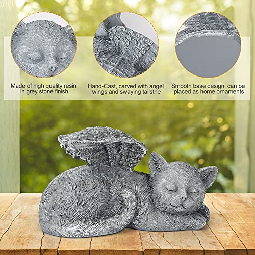 Xakay Grúa conmemorativa de gato Ángel para mascotas, estatua conmemorativa de gato dormido de resina para honrar a la mascota amada, estatua de tributo marcador(5.1 x 3 x 3.1)