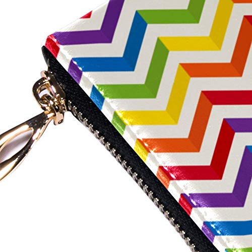 XCNGG Cartera con cremallera alrededor de la mujer y embrague para teléfono, estampado de zigzag de chevron arcoíris, bolso de viaje, bolso de mano de cuero, tarjetero, organizador, muñequeras, carter